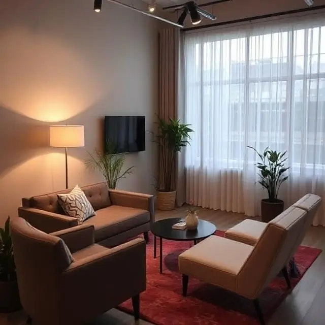 Comfortable client lounge area in the studio