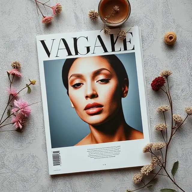 Editorial style magazine flatlay