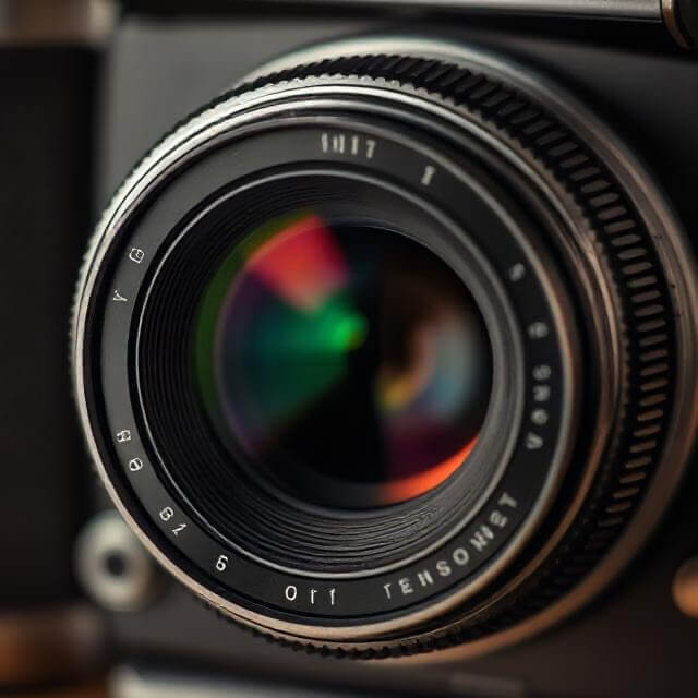 A detailed shot of a vintage camera lens