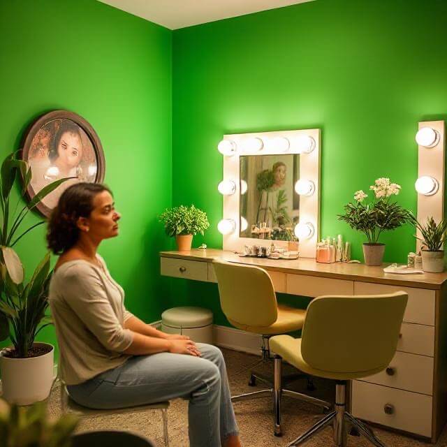 Client green room and makeup station
