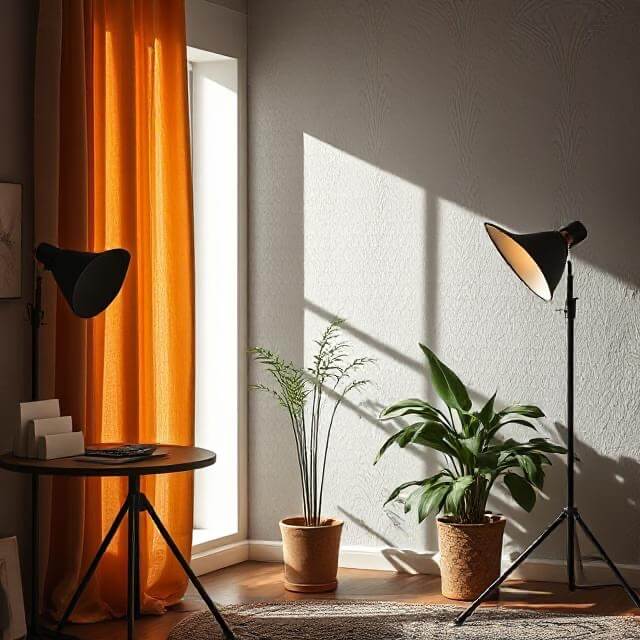 Wide detail shot of a studio corner with equipment